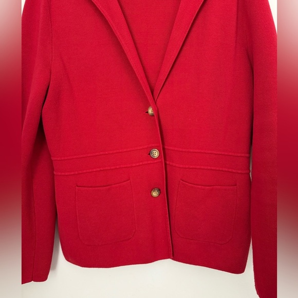 Talbots Notch Collar Knit Sweater Blazer RED Women’s M Academic, Career, Festive - Picture 4 of 10